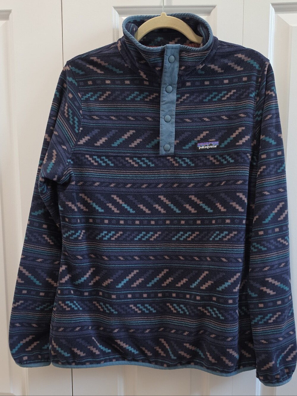 Patagonia Micro D Snap T Fleece Pullover Navy Aztec Snap-T